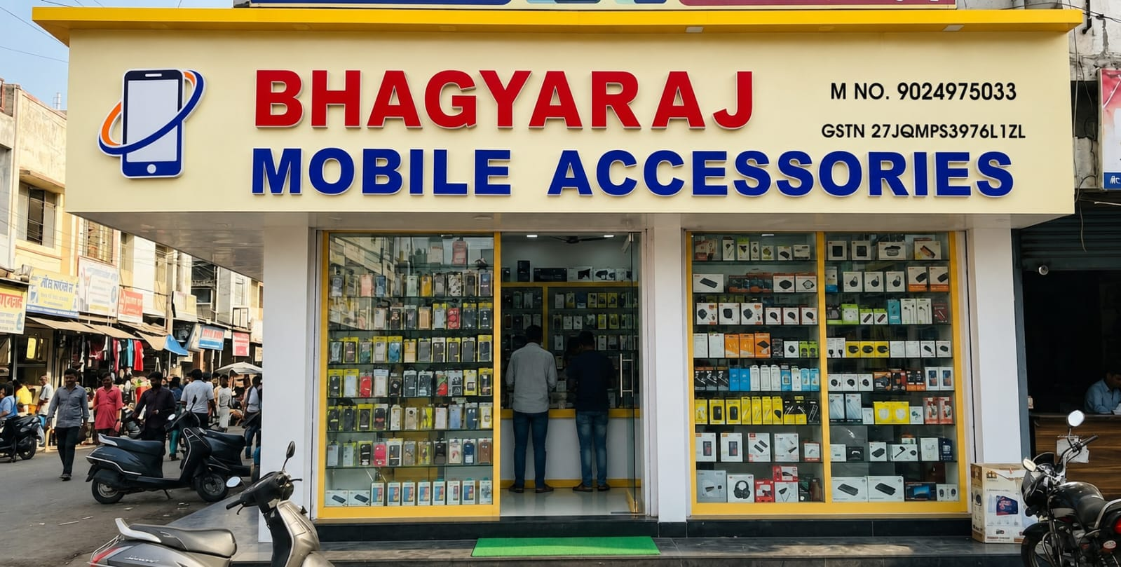 Bhagyaraj Mobile Accessories shop front, MG Road, Nashik